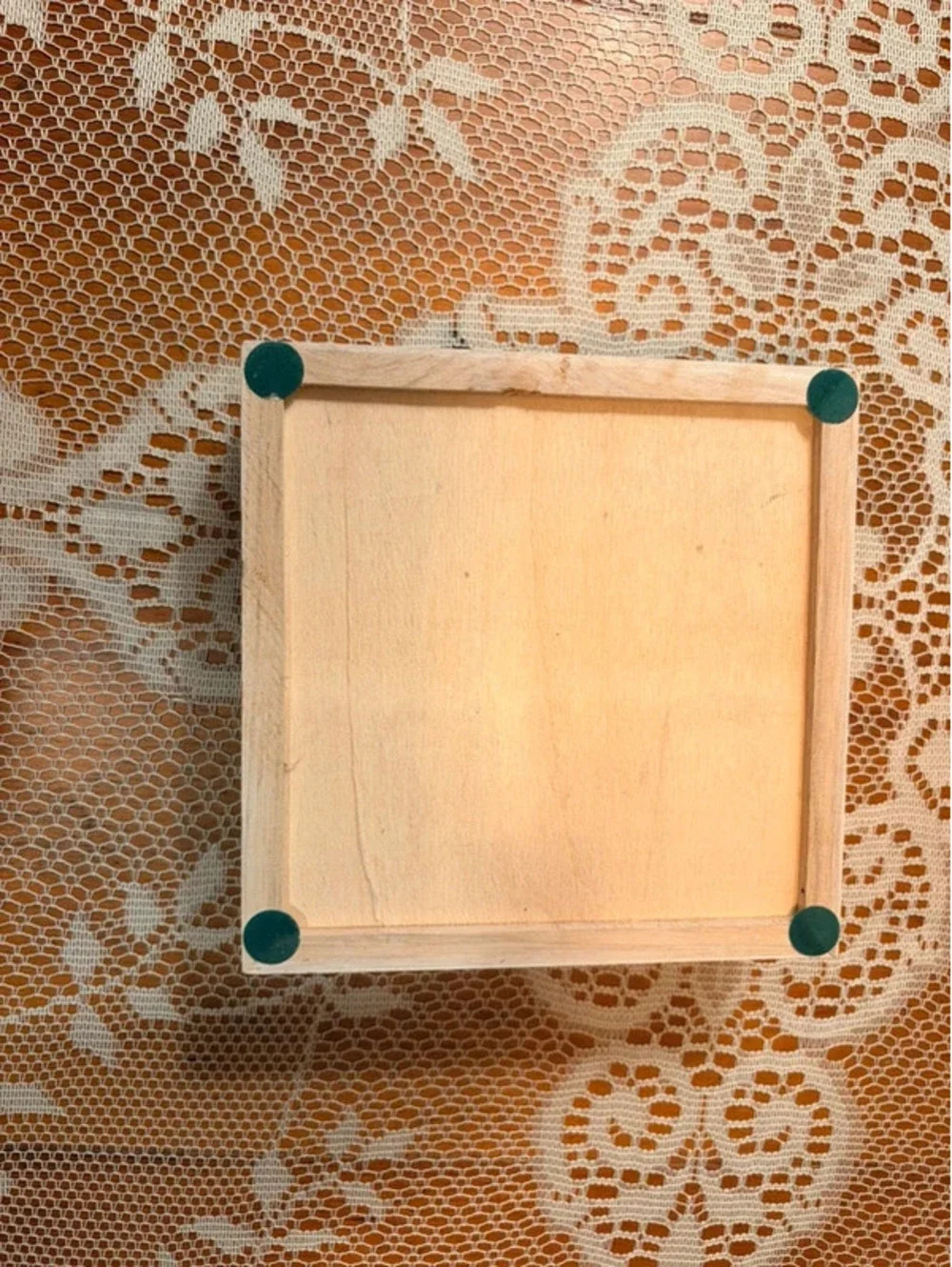 Floral Fruit Tile Wood Jewelry Box Pink Lined Cottage Decor